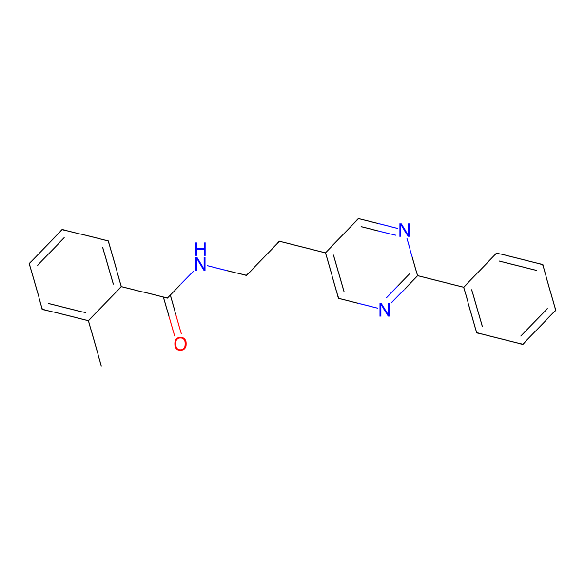 2-methyl-N-(2-(2-phenylpyrimidin-5-yl)ethyl)benzamide molecular structure, CAS 2034343-21-8