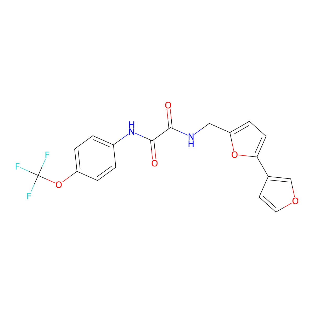 N-({[2,3'-bifuran]-5-yl}methyl)-N'-[4-(trifluoromethoxy)phenyl]ethanediamide molecular structure, CAS 2034343-23-0