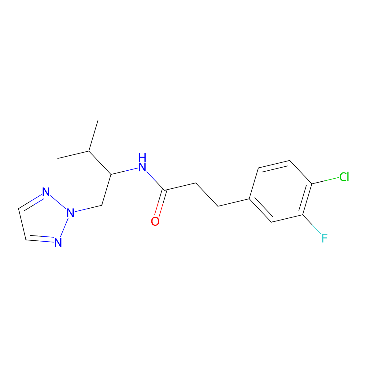 3-(4-chloro-3-fluorophenyl)-N-[3-methyl-1-(2H-1,2,3-triazol-2-yl)butan-2-yl]propanamide molecular structure, CAS 2034343-25-2