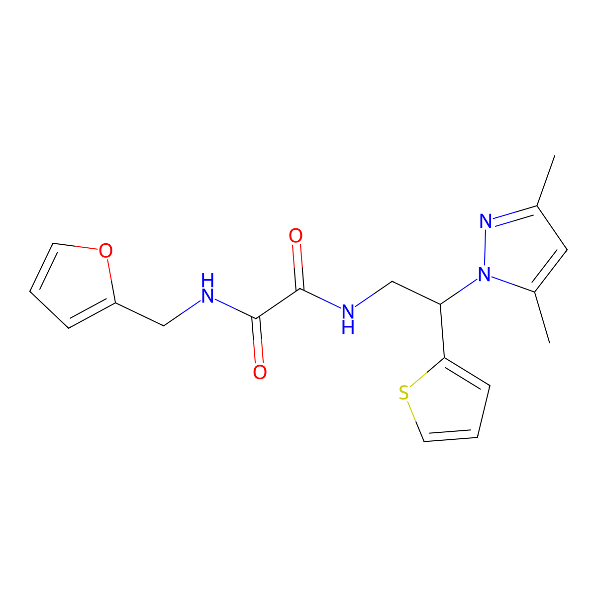N1-(2-(3,5-dimethyl-1H-pyrazol-1-yl)-2-(thiophen-2-yl)ethyl)-N2-(furan-2-ylmethyl)oxalamide molecular structure, CAS 2034343-33-2