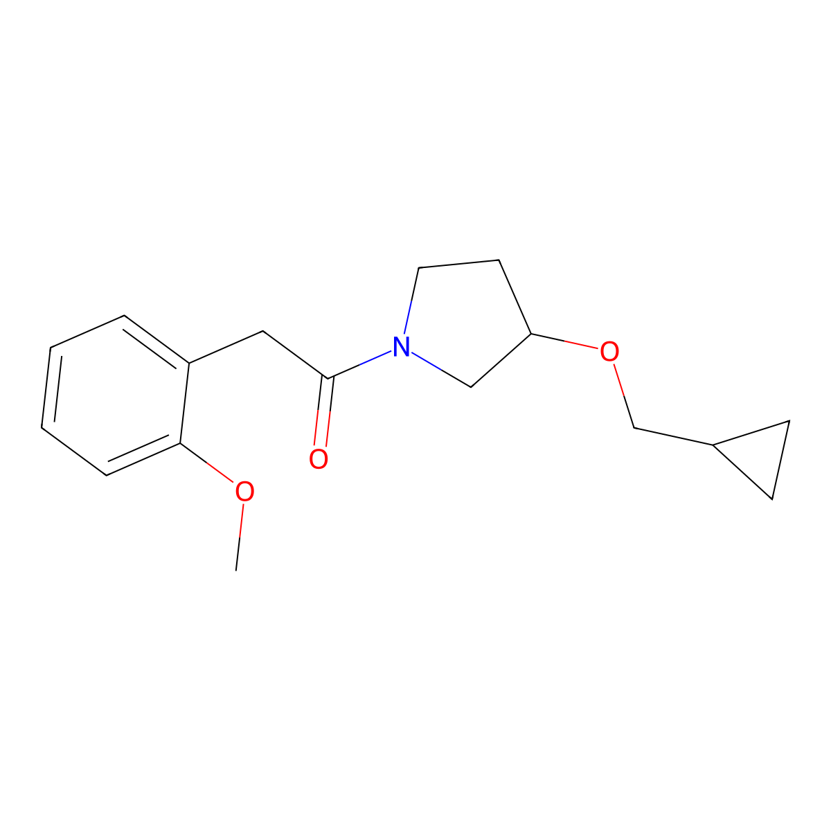 1-(3-(Cyclopropylmethoxy)pyrrolidin-1-yl)-2-(2-methoxyphenyl)ethanone molecular structure, CAS 2034343-43-4