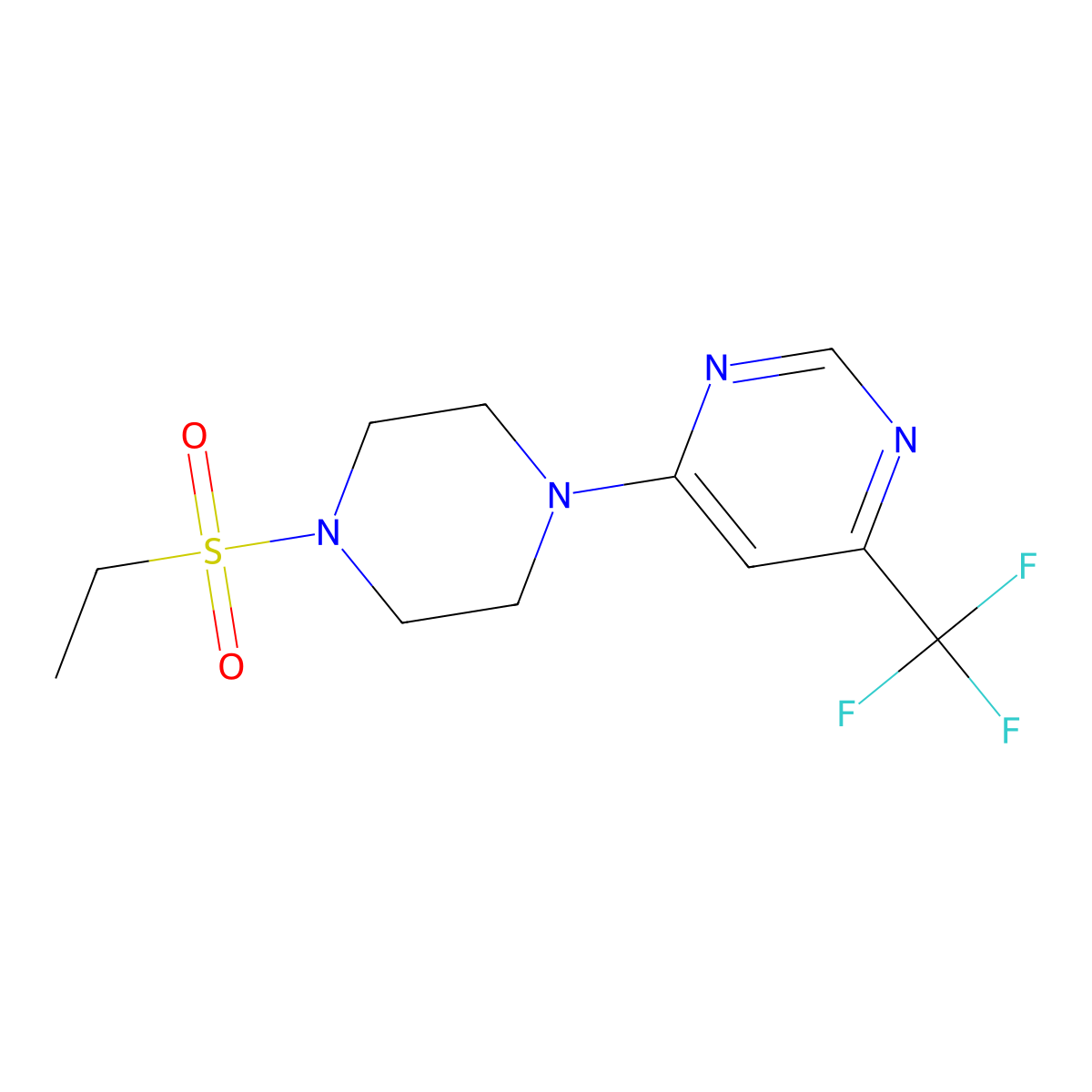 4-(4-(Ethylsulfonyl)piperazin-1-yl)-6-(trifluoromethyl)pyrimidine molecular structure, CAS 2034343-53-6