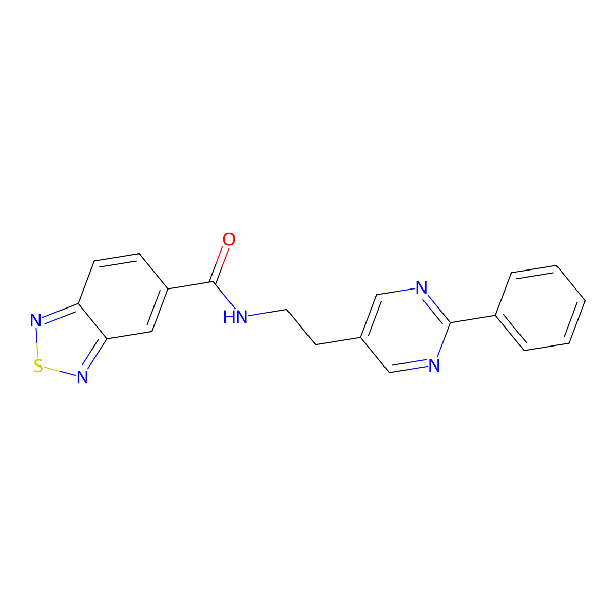 N-(2-(2-phenylpyrimidin-5-yl)ethyl)benzo[c][1,2,5]thiadiazole-5-carboxamide molecular structure, CAS 2034343-70-7