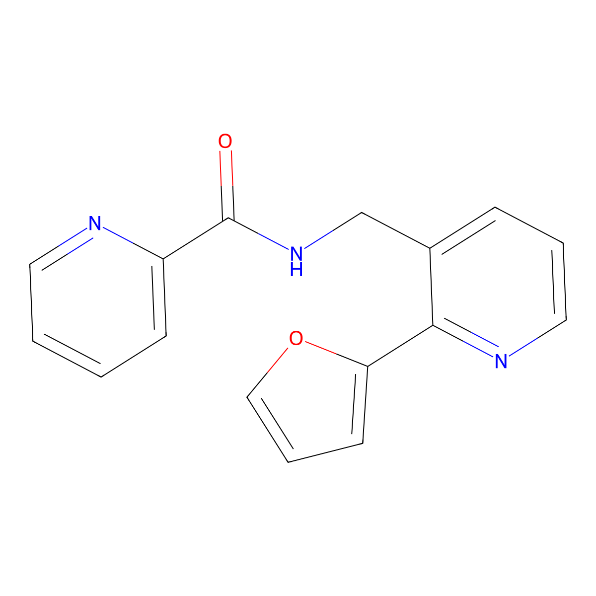 N-((2-(furan-2-yl)pyridin-3-yl)methyl)picolinamide molecular structure, CAS 2034343-73-0