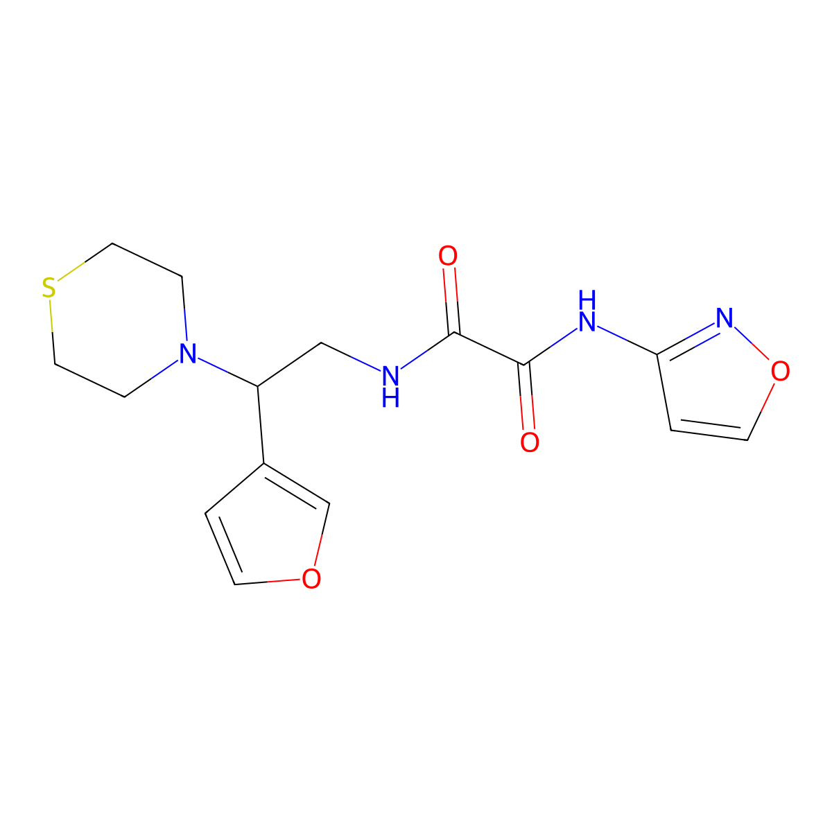 N1-(2-(furan-3-yl)-2-thiomorpholinoethyl)-N2-(isoxazol-3-yl)oxalamide molecular structure, CAS 2034343-74-1