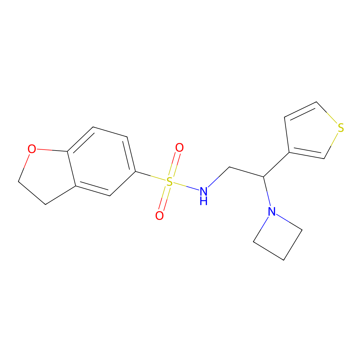 N-(2-(azetidin-1-yl)-2-(thiophen-3-yl)ethyl)-2,3-dihydrobenzofuran-5-sulfonamide molecular structure, CAS 2034343-89-8