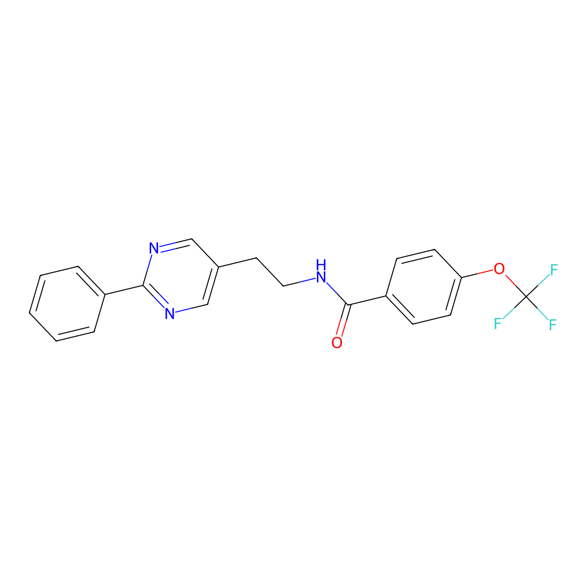 N-(2-(2-phenylpyrimidin-5-yl)ethyl)-4-(trifluoromethoxy)benzamide molecular structure, CAS 2034343-93-4