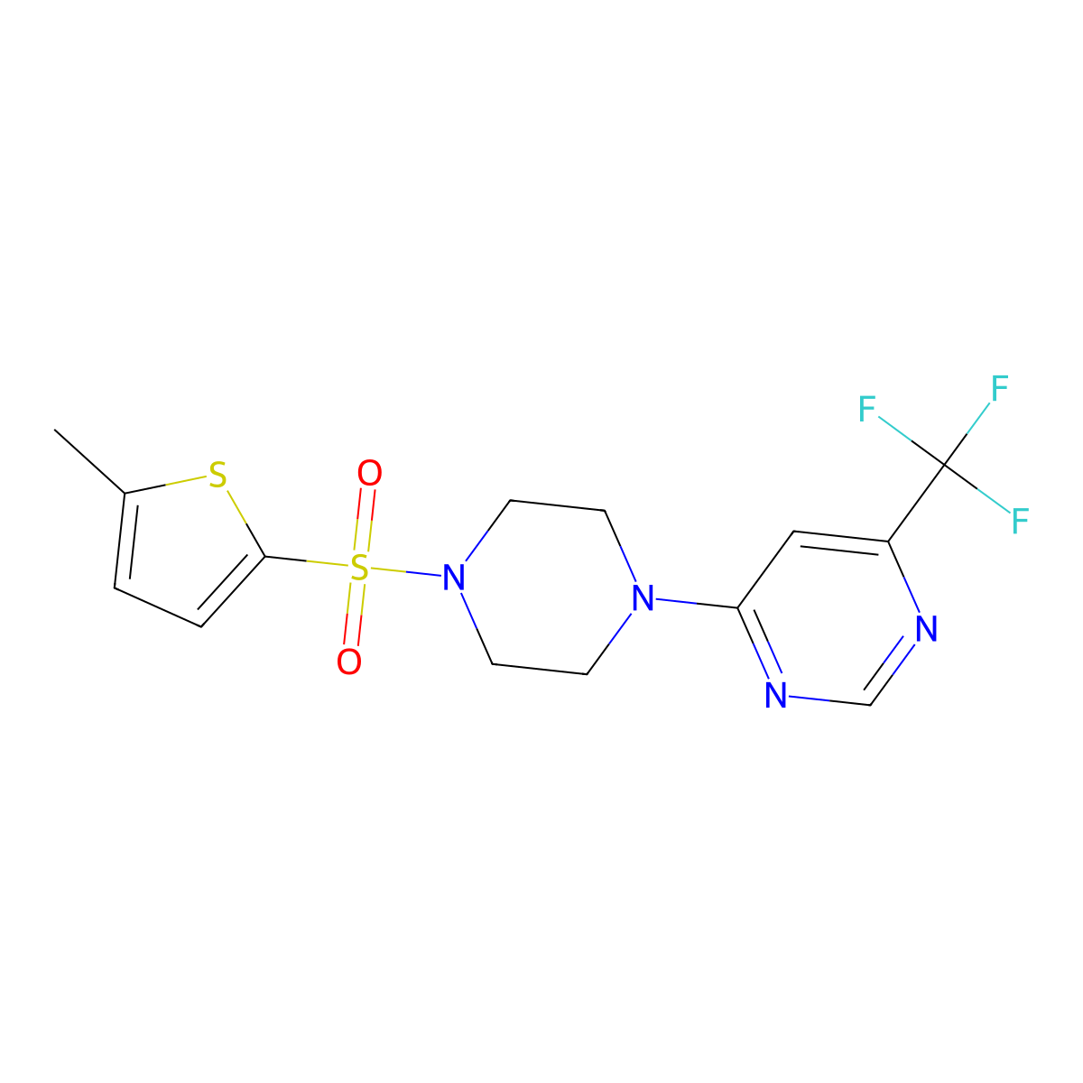 4-(4-((5-Methylthiophen-2-yl)sulfonyl)piperazin-1-yl)-6-(trifluoromethyl)pyrimidine molecular structure, CAS 2034343-94-5