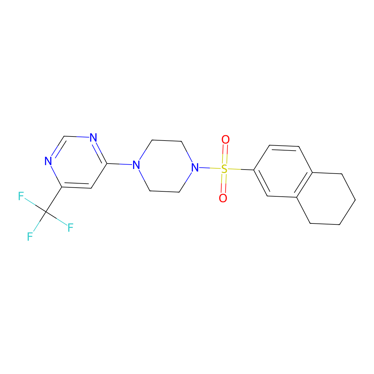 4-(4-((5,6,7,8-Tetrahydronaphthalen-2-yl)sulfonyl)piperazin-1-yl)-6-(trifluoromethyl)pyrimidine molecular structure, CAS 2034344-02-8