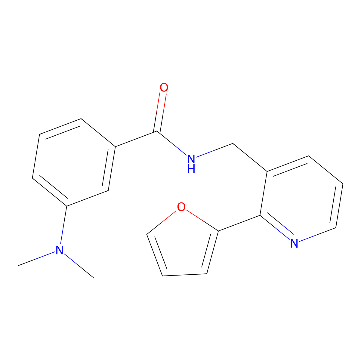 3-(dimethylamino)-N-{[2-(furan-2-yl)pyridin-3-yl]methyl}benzamide molecular structure, CAS 2034344-03-9
