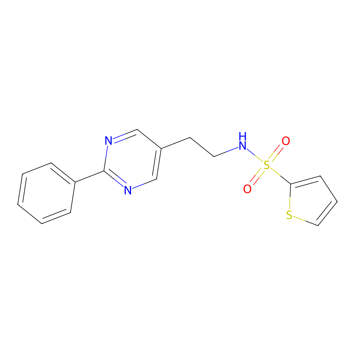 N-(2-(2-phenylpyrimidin-5-yl)ethyl)thiophene-2-sulfonamide molecular structure, CAS 2034344-04-0