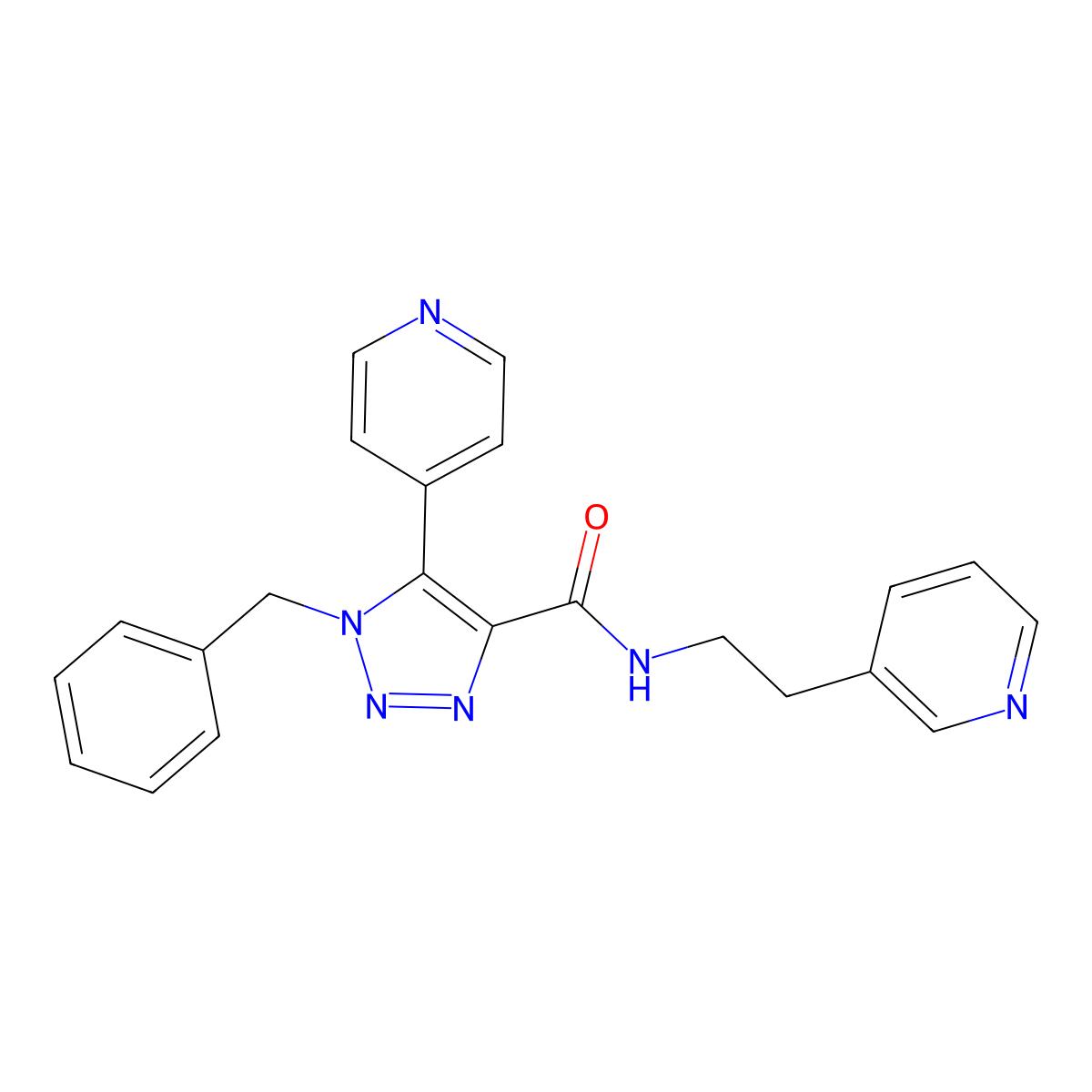 1-benzyl-N-[2-(pyridin-3-yl)ethyl]-5-(pyridin-4-yl)-1H-1,2,3-triazole-4-carboxamide molecular structure, CAS 2034344-09-5