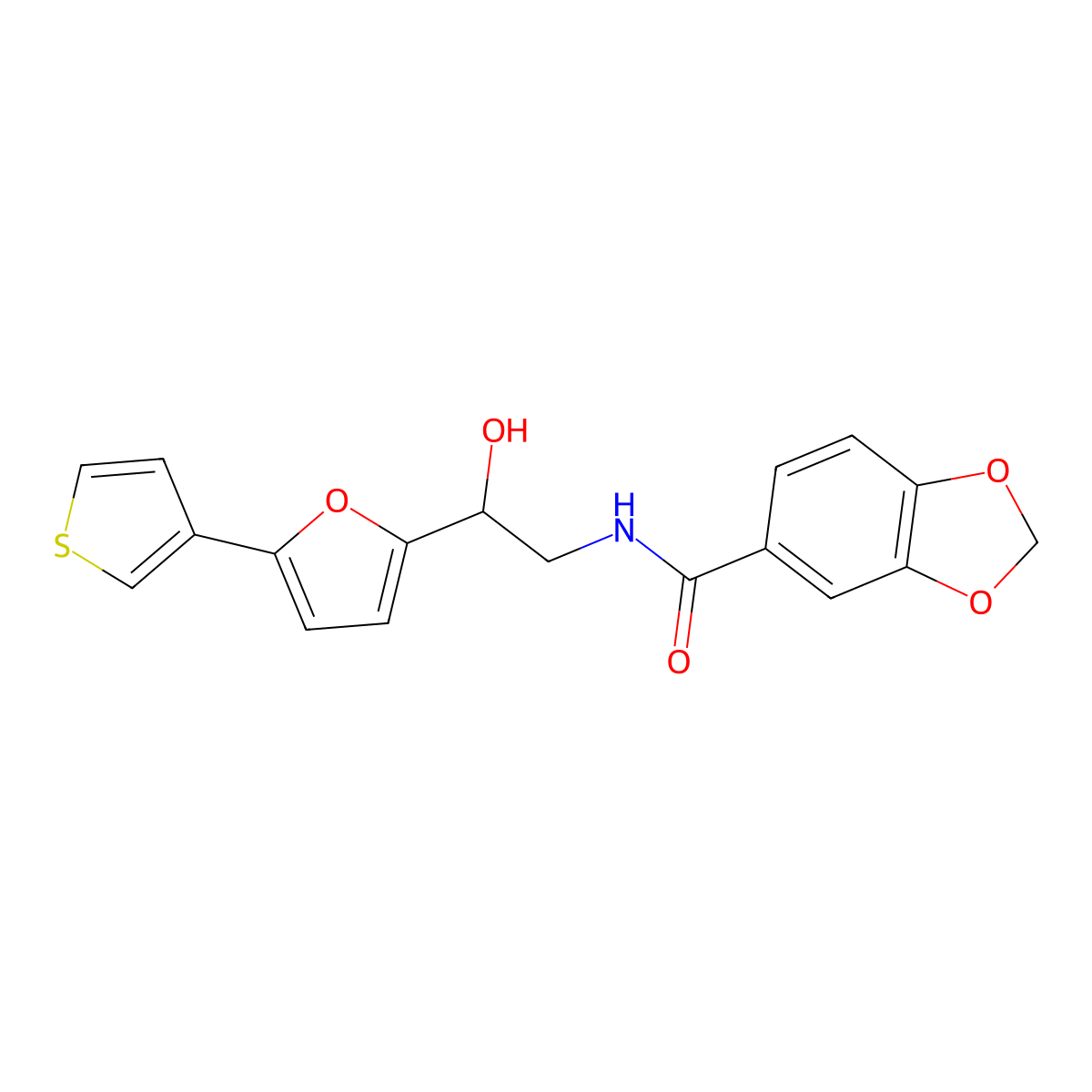 N-(2-hydroxy-2-(5-(thiophen-3-yl)furan-2-yl)ethyl)benzo[d][1,3]dioxole-5-carboxamide molecular structure, CAS 2034344-12-0