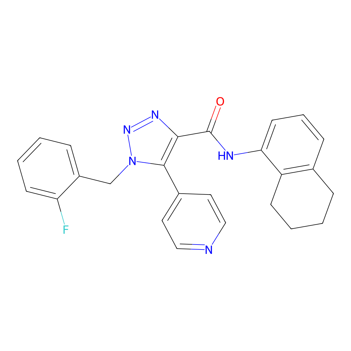 1-(2-fluorobenzyl)-5-(pyridin-4-yl)-N-(5,6,7,8-tetrahydronaphthalen-1-yl)-1H-1,2,3-triazole-4-carboxamide molecular structure, CAS 2034344-16-4