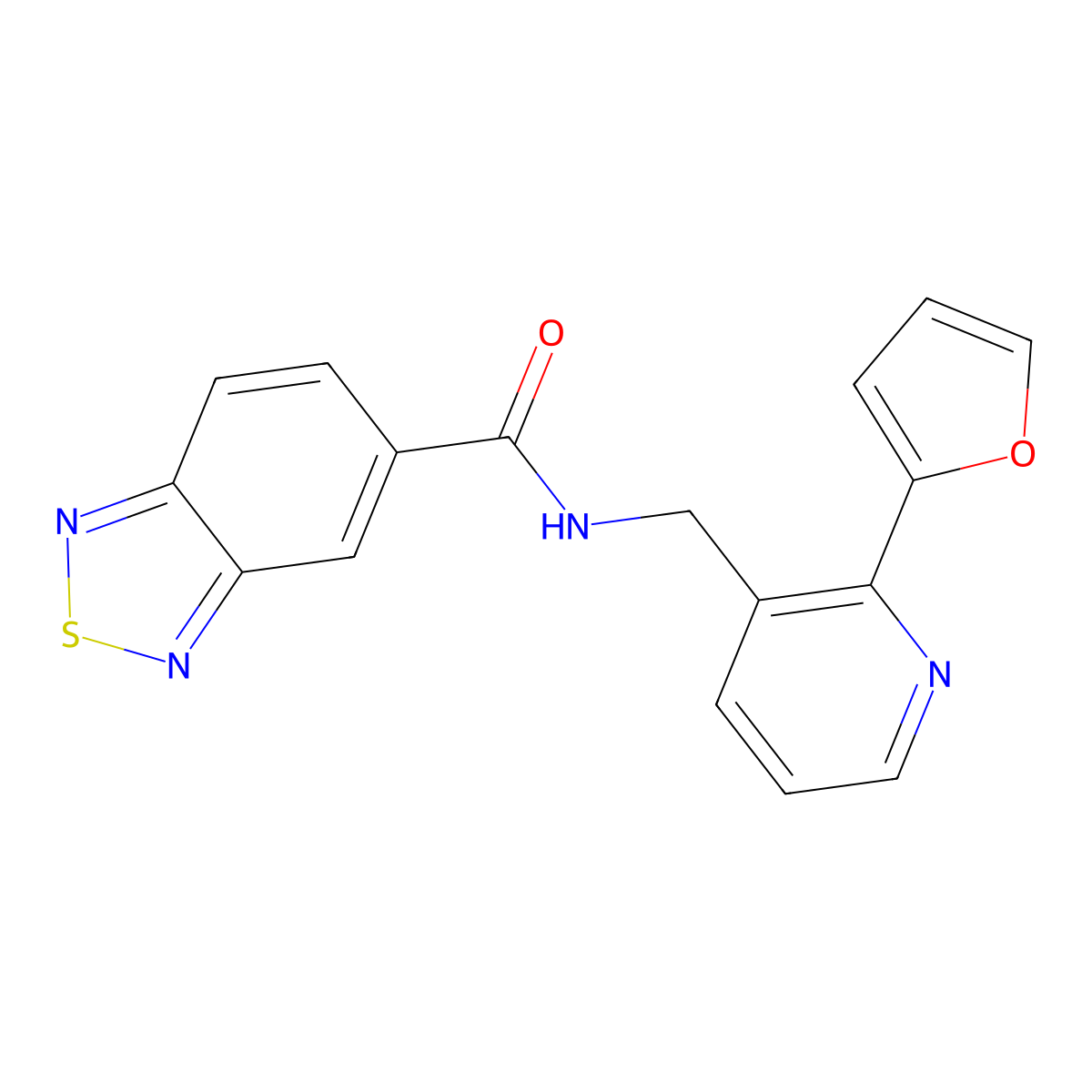 N-((2-(furan-2-yl)pyridin-3-yl)methyl)benzo[c][1,2,5]thiadiazole-5-carboxamide molecular structure, CAS 2034344-26-6