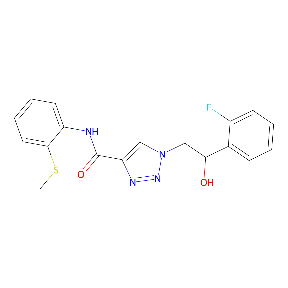 1-(2-(2-fluorophenyl)-2-hydroxyethyl)-N-(2-(methylthio)phenyl)-1H-1,2,3-triazole-4-carboxamide molecular structure, CAS 2034344-28-8