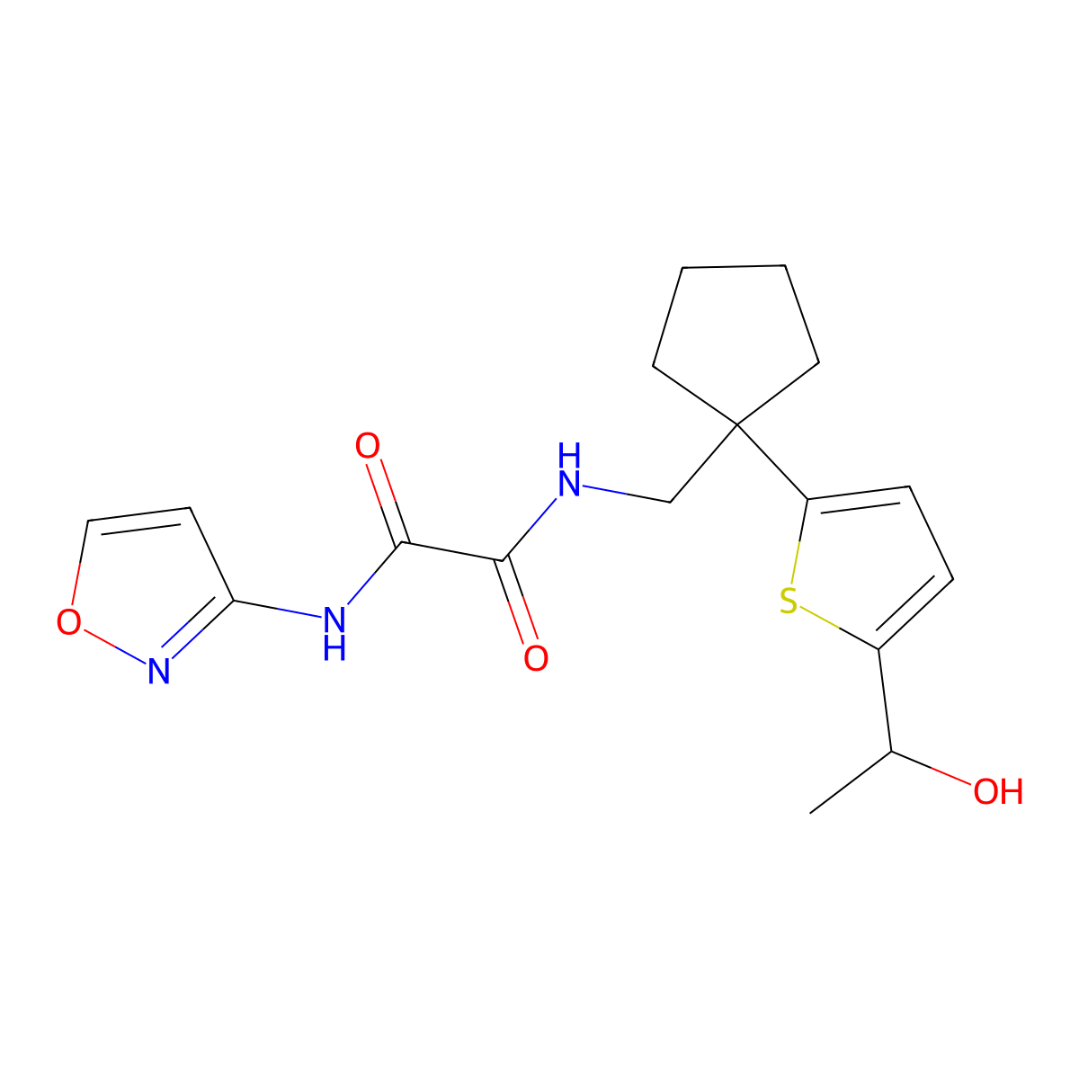 N1-((1-(5-(1-hydroxyethyl)thiophen-2-yl)cyclopentyl)methyl)-N2-(isoxazol-3-yl)oxalamide molecular structure, CAS 2034344-31-3