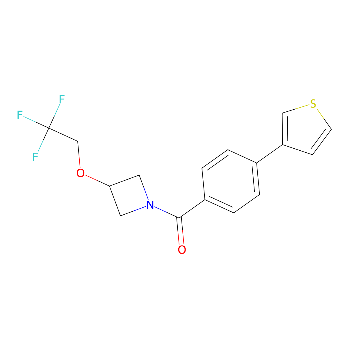 1-[4-(Thiophen-3-yl)benzoyl]-3-(2,2,2-trifluoroethoxy)azetidine molecular structure, CAS 2034344-32-4