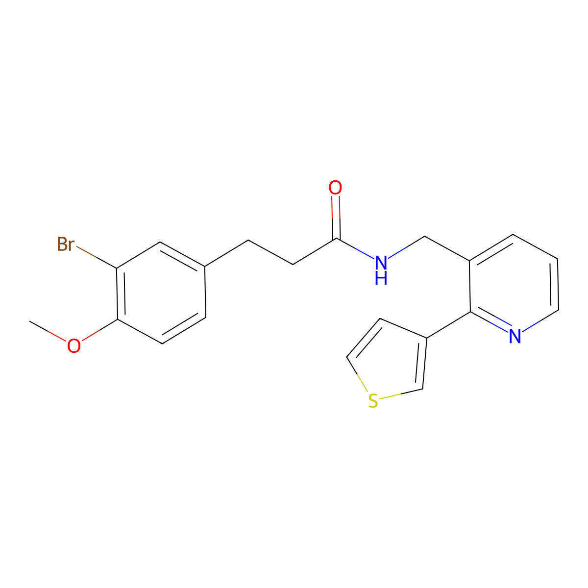 3-(3-bromo-4-methoxyphenyl)-N-{[2-(thiophen-3-yl)pyridin-3-yl]methyl}propanamide molecular structure, CAS 2034344-34-6