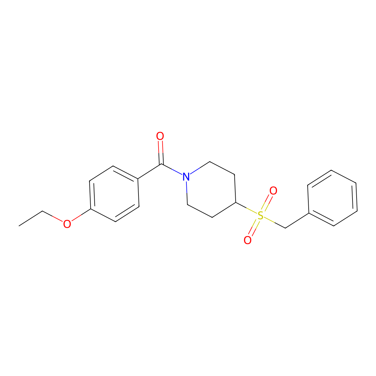 (4-(Benzylsulfonyl)piperidin-1-yl)(4-ethoxyphenyl)methanone molecular structure, CAS 2034344-38-0