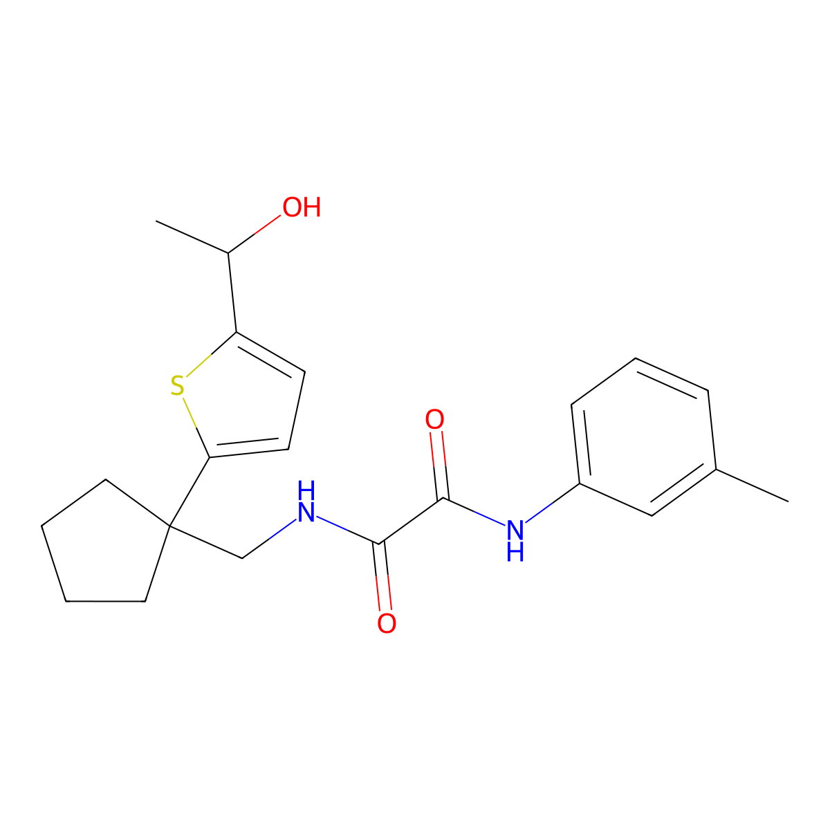 N1-((1-(5-(1-hydroxyethyl)thiophen-2-yl)cyclopentyl)methyl)-N2-(m-tolyl)oxalamide molecular structure, CAS 2034344-39-1