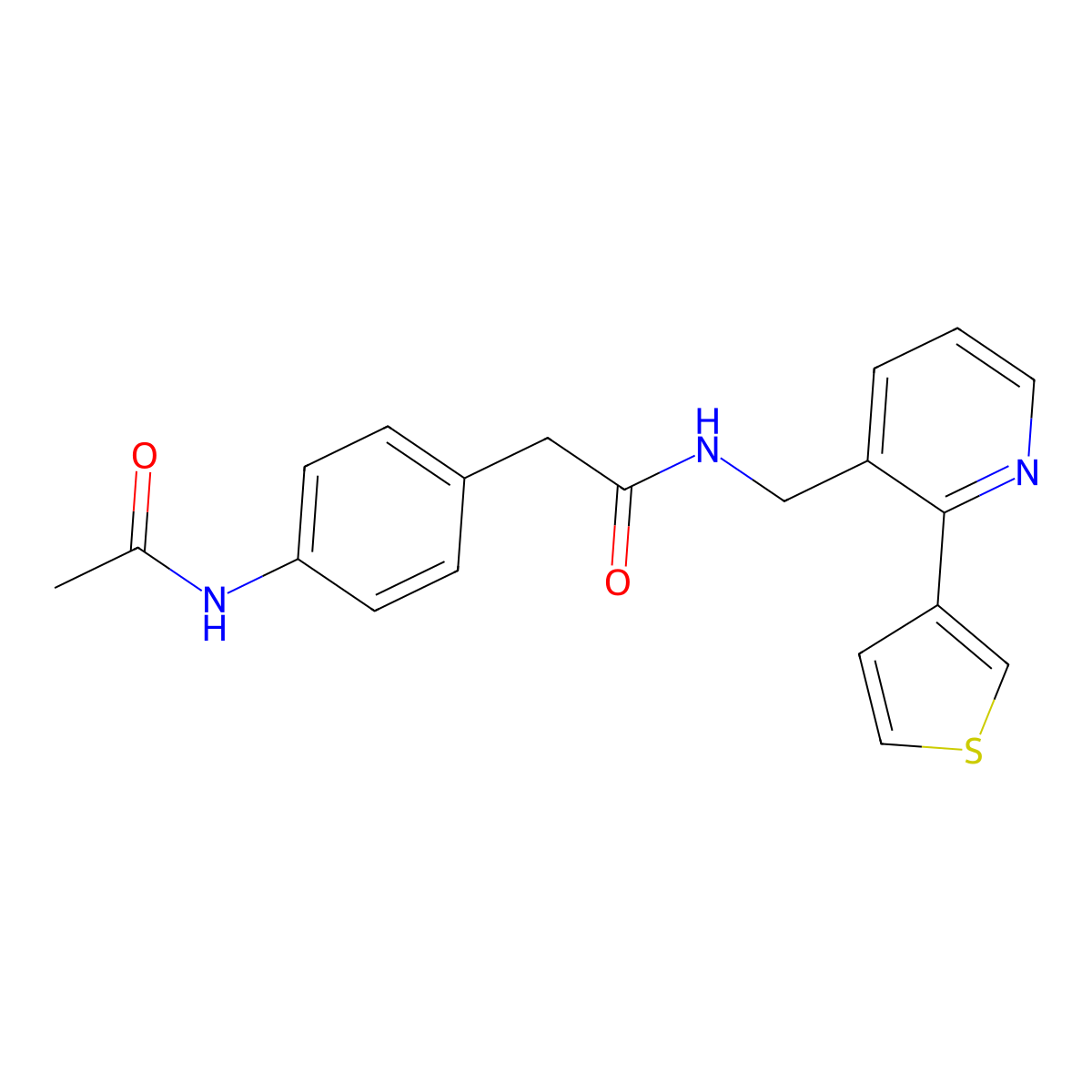 2-(4-acetamidophenyl)-N-((2-(thiophen-3-yl)pyridin-3-yl)methyl)acetamide molecular structure, CAS 2034344-59-5