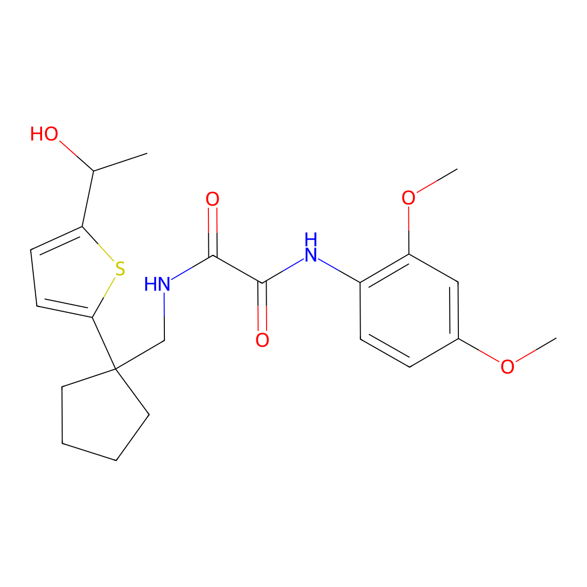N1-(2,4-dimethoxyphenyl)-N2-((1-(5-(1-hydroxyethyl)thiophen-2-yl)cyclopentyl)methyl)oxalamide molecular structure, CAS 2034344-62-0