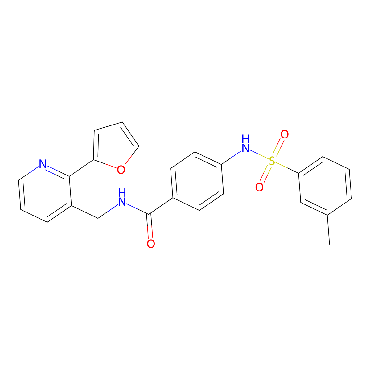 N-((2-(furan-2-yl)pyridin-3-yl)methyl)-4-(3-methylphenylsulfonamido)benzamide molecular structure, CAS 2034344-73-3