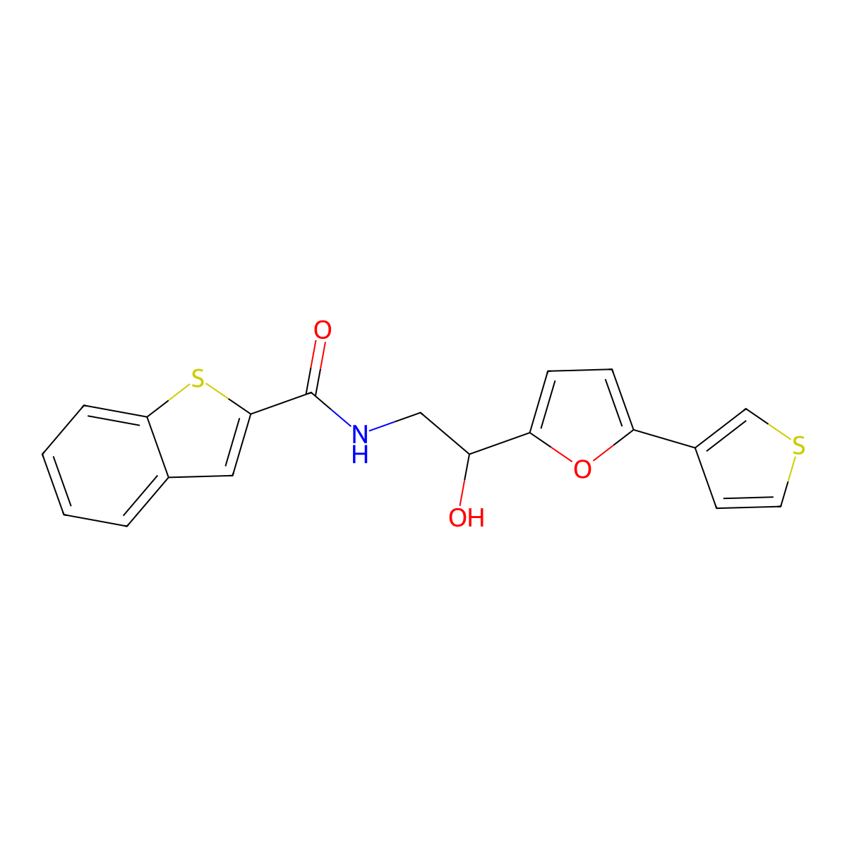 N-(2-hydroxy-2-(5-(thiophen-3-yl)furan-2-yl)ethyl)benzo[b]thiophene-2-carboxamide molecular structure, CAS 2034344-75-5