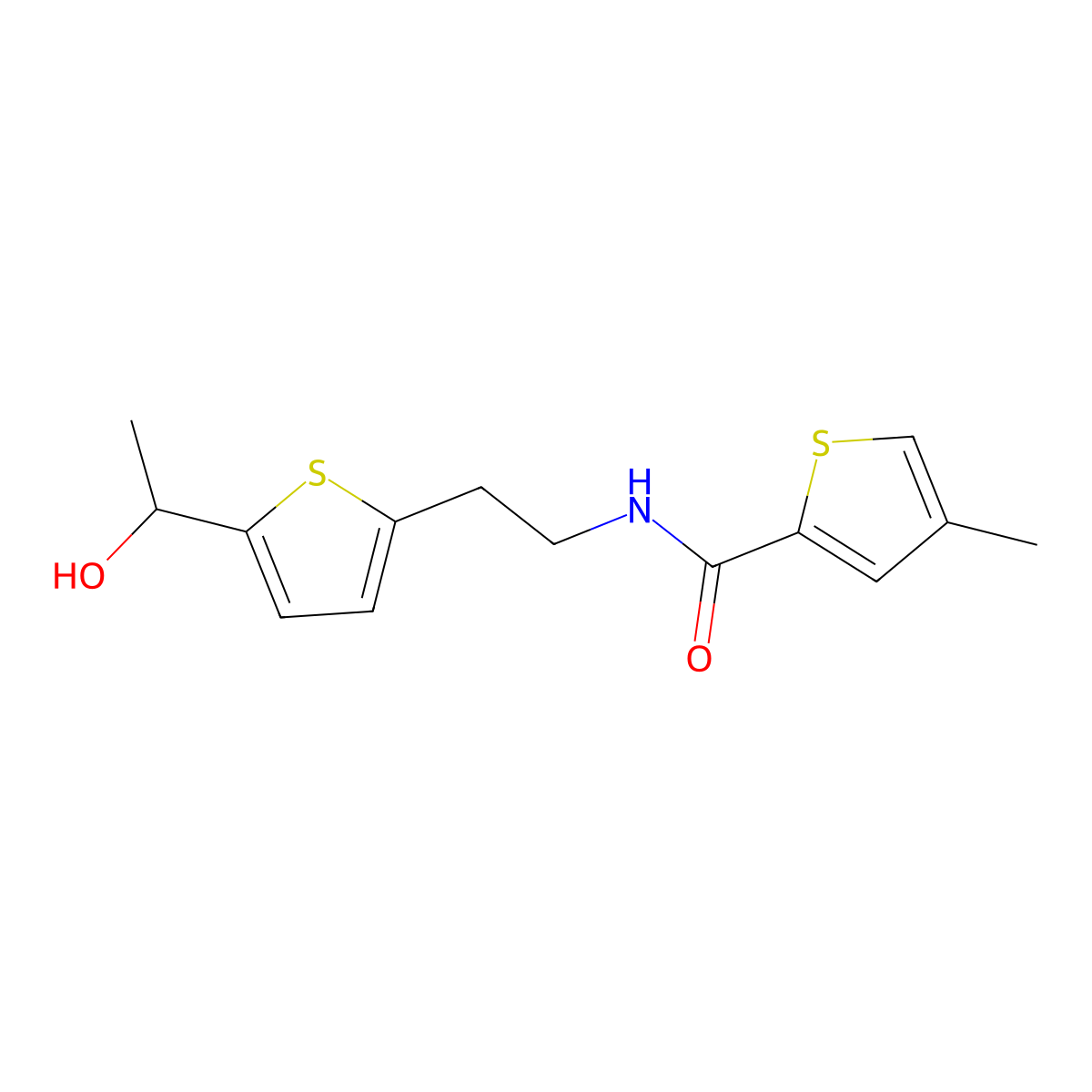 N-(2-(5-(1-hydroxyethyl)thiophen-2-yl)ethyl)-4-methylthiophene-2-carboxamide molecular structure, CAS 2034344-76-6