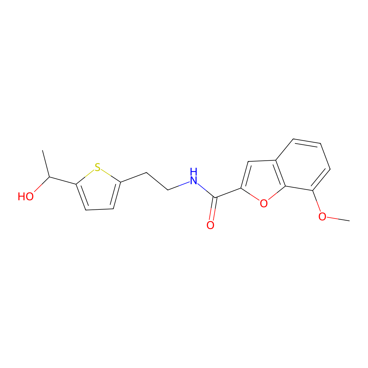 N-(2-(5-(1-hydroxyethyl)thiophen-2-yl)ethyl)-7-methoxybenzofuran-2-carboxamide molecular structure, CAS 2034344-90-4