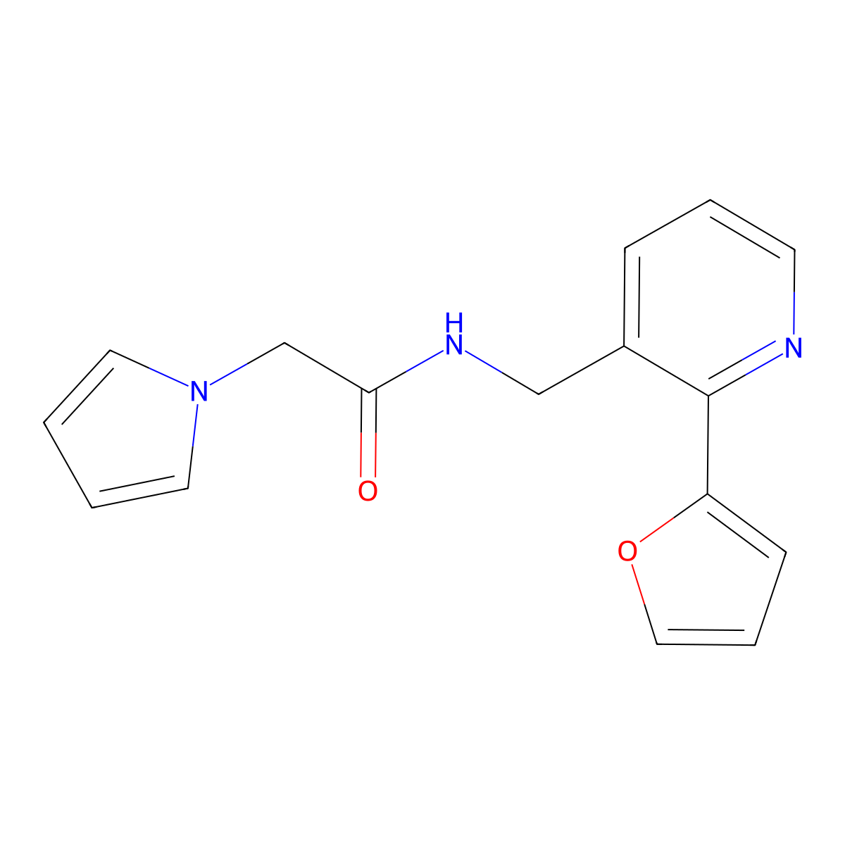 N-{[2-(furan-2-yl)pyridin-3-yl]methyl}-2-(1H-pyrrol-1-yl)acetamide molecular structure, CAS 2034344-91-5
