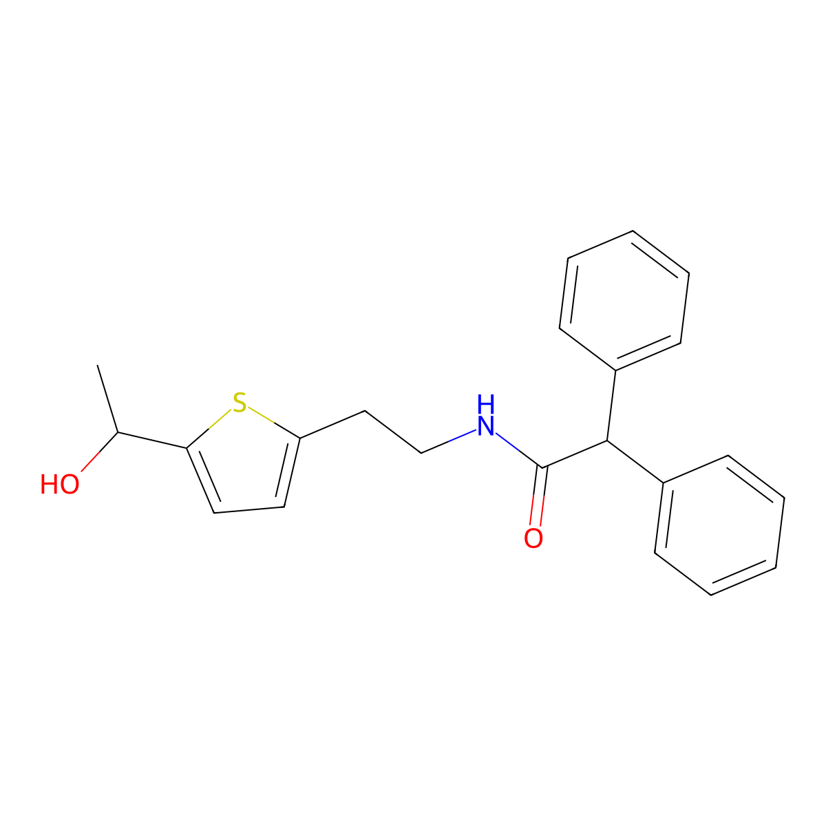 N-(2-(5-(1-hydroxyethyl)thiophen-2-yl)ethyl)-2,2-diphenylacetamide molecular structure, CAS 2034344-97-1