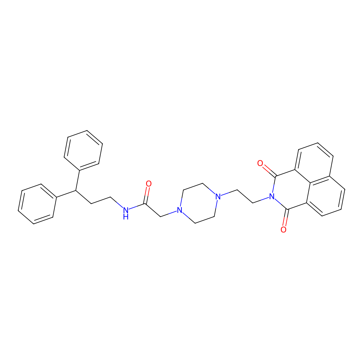 2-(4-(2-(1,3-dioxo-1H-benzo[de]isoquinolin-2(3H)-yl)ethyl)piperazin-1-yl)-N-(3,3-diphenylpropyl)acetamide molecular structure, CAS 2034345-03-2