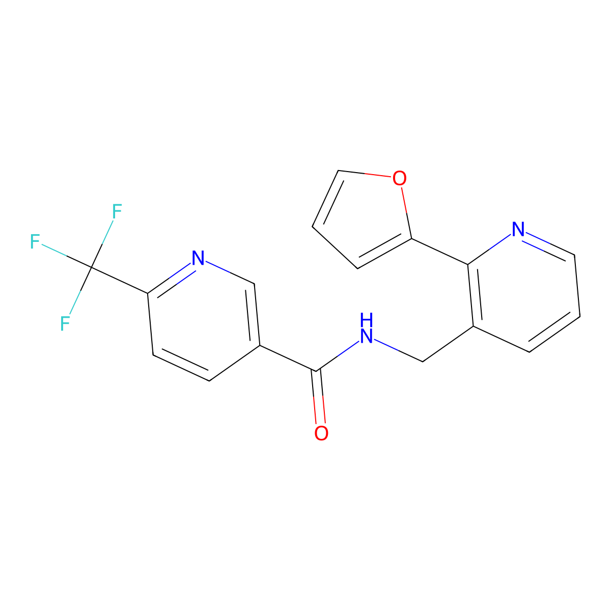 N-((2-(furan-2-yl)pyridin-3-yl)methyl)-6-(trifluoromethyl)nicotinamide molecular structure, CAS 2034345-05-4