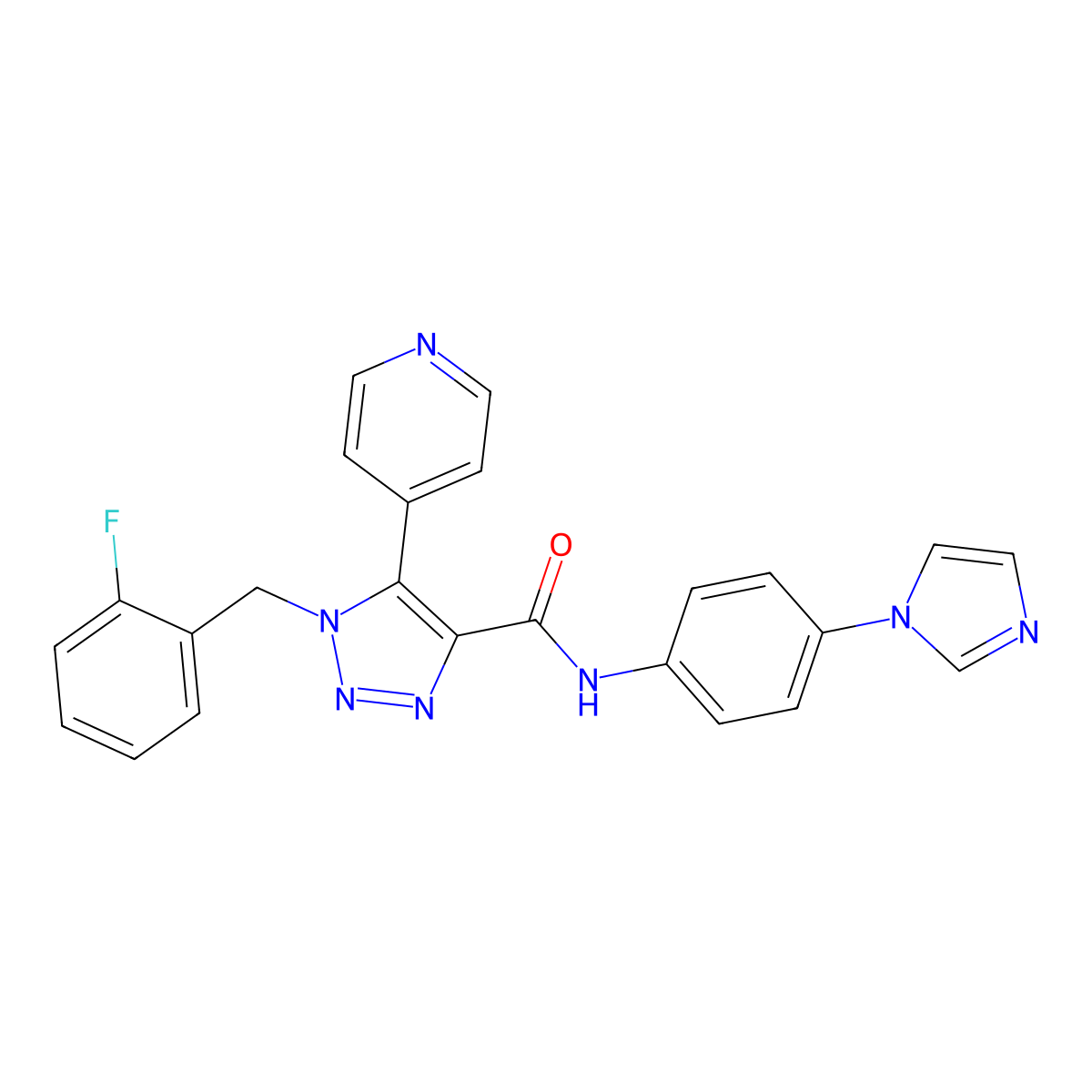 N-(4-(1H-imidazol-1-yl)phenyl)-1-(2-fluorobenzyl)-5-(pyridin-4-yl)-1H-1,2,3-triazole-4-carboxamide molecular structure, CAS 2034345-08-7