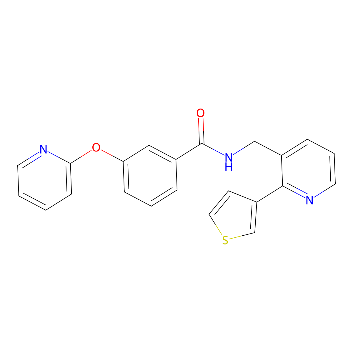 3-(pyridin-2-yloxy)-N-((2-(thiophen-3-yl)pyridin-3-yl)methyl)benzamide molecular structure, CAS 2034345-13-4