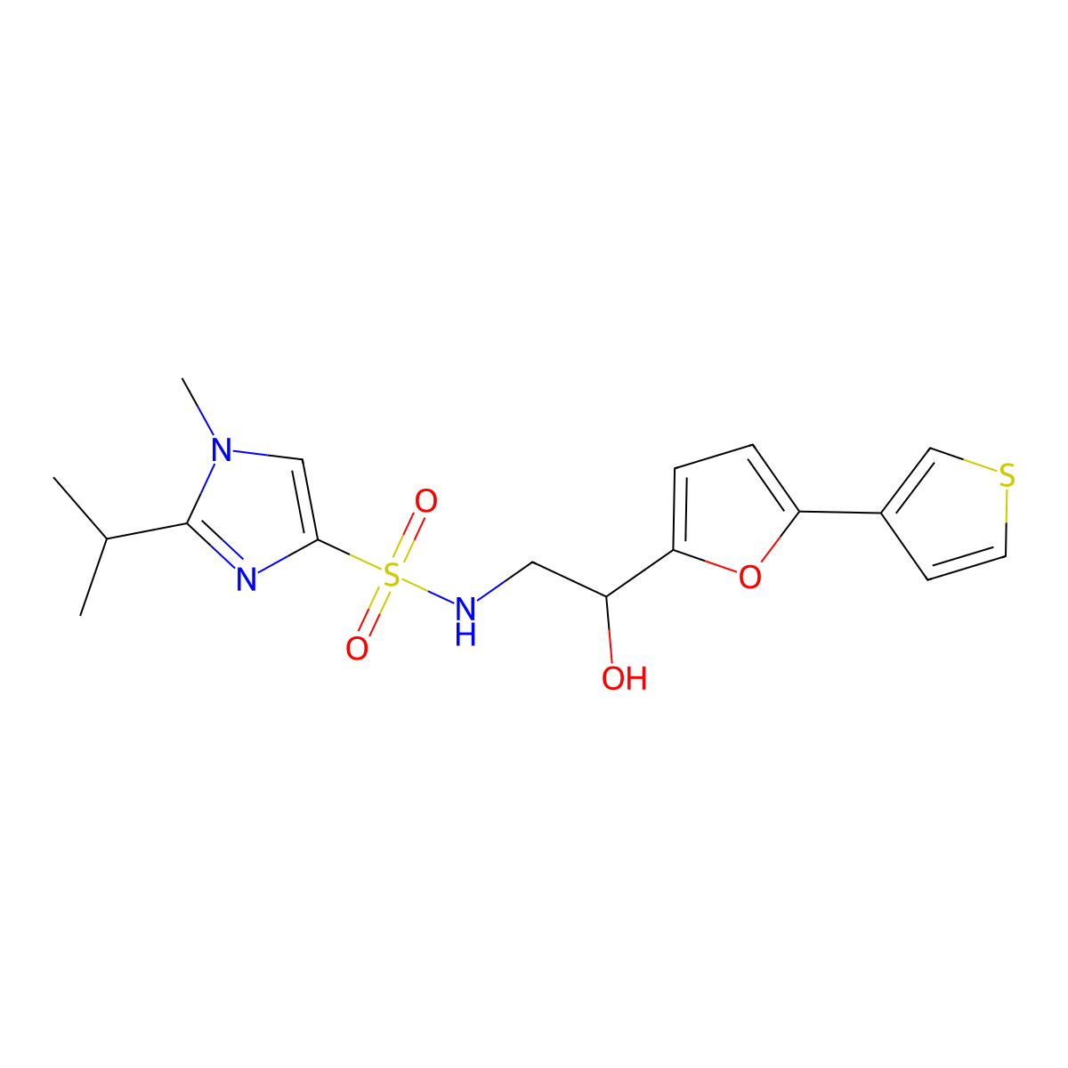 N-(2-hydroxy-2-(5-(thiophen-3-yl)furan-2-yl)ethyl)-2-isopropyl-1-methyl-1H-imidazole-4-sulfonamide molecular structure, CAS 2034345-25-8