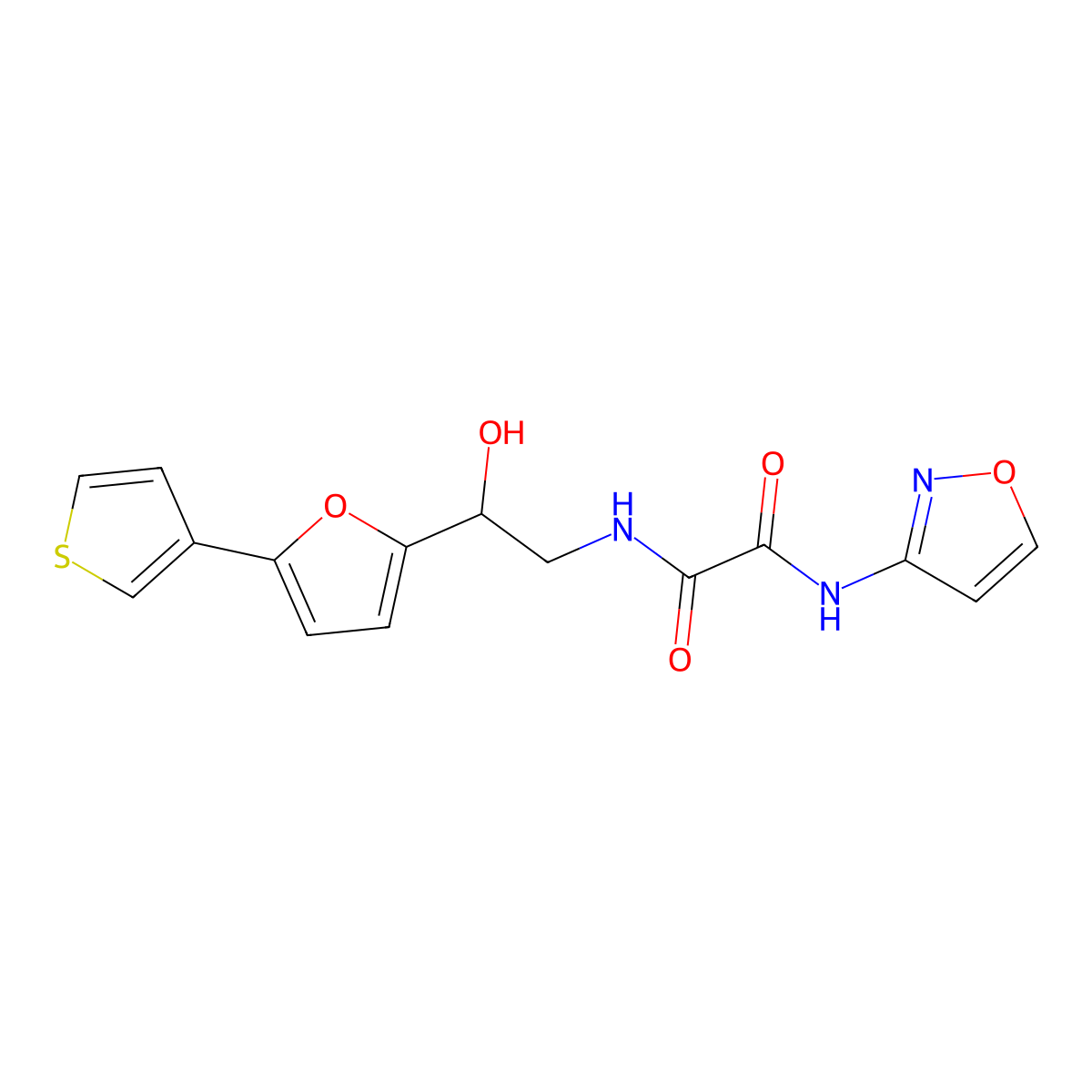 N1-(2-hydroxy-2-(5-(thiophen-3-yl)furan-2-yl)ethyl)-N2-(isoxazol-3-yl)oxalamide molecular structure, CAS 2034345-32-7