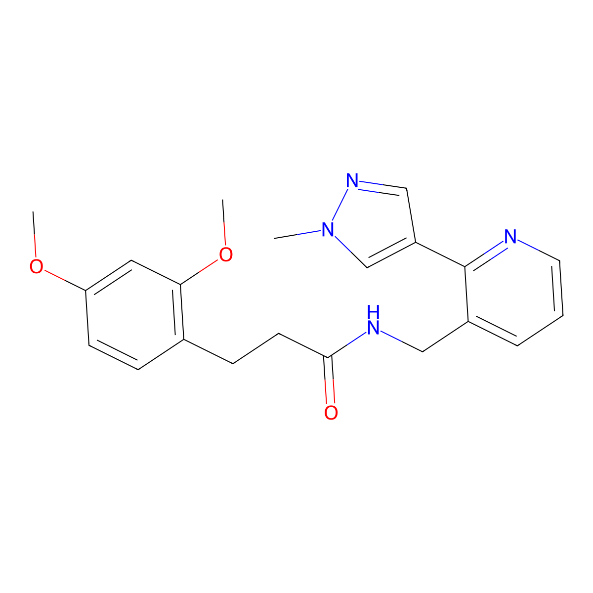 3-(2,4-dimethoxyphenyl)-N-{[2-(1-methyl-1H-pyrazol-4-yl)pyridin-3-yl]methyl}propanamide molecular structure, CAS 2034345-33-8