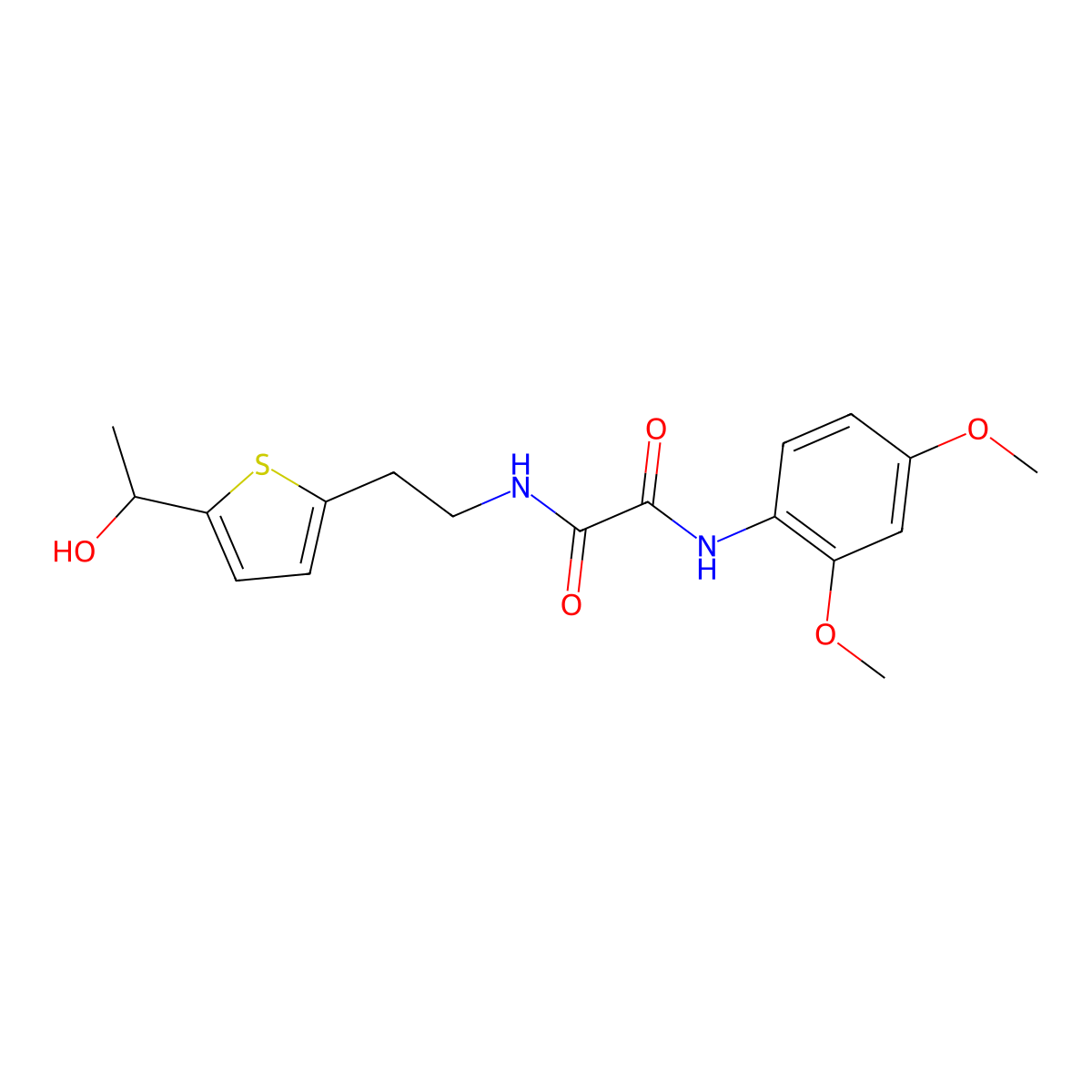 N1-(2,4-dimethoxyphenyl)-N2-(2-(5-(1-hydroxyethyl)thiophen-2-yl)ethyl)oxalamide molecular structure, CAS 2034345-34-9