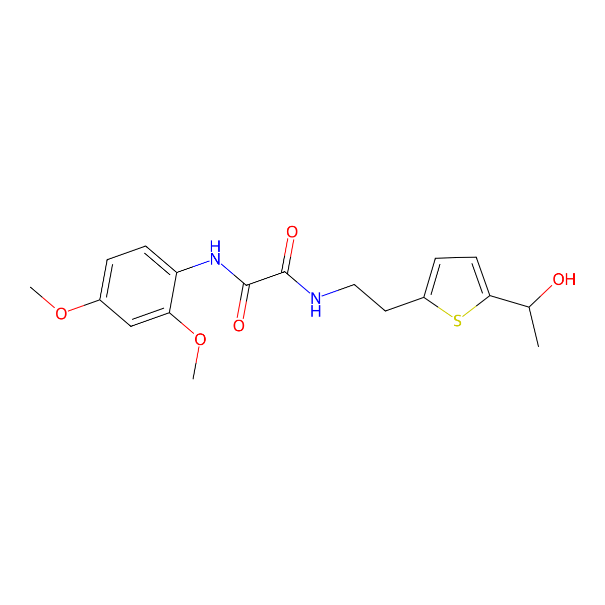 N1-(2,4-dimethoxyphenyl)-N2-(2-(5-(1-hydroxyethyl)thiophen-2-yl)ethyl)oxalamide molecular structure, CAS 2034345-34-9