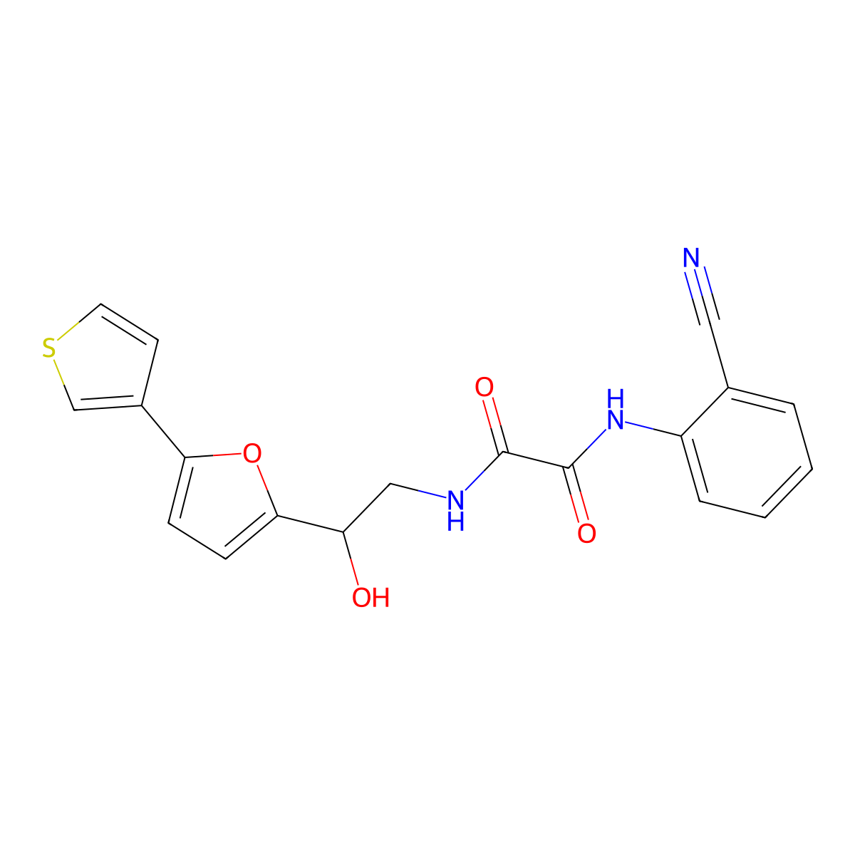N1-(2-cyanophenyl)-N2-(2-hydroxy-2-(5-(thiophen-3-yl)furan-2-yl)ethyl)oxalamide molecular structure, CAS 2034345-42-9