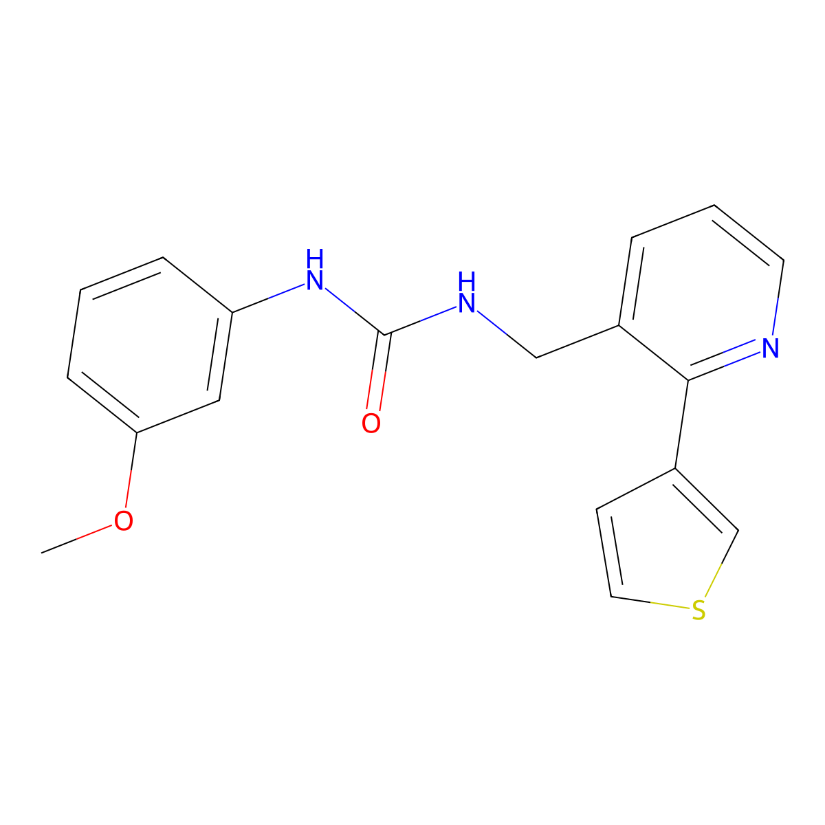 1-(3-Methoxyphenyl)-3-((2-(thiophen-3-yl)pyridin-3-yl)methyl)urea molecular structure, CAS 2034345-43-0