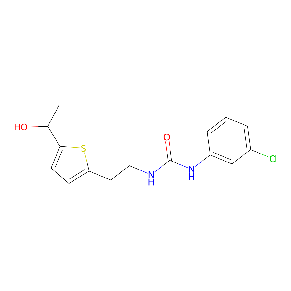 1-(3-Chlorophenyl)-3-(2-(5-(1-hydroxyethyl)thiophen-2-yl)ethyl)urea molecular structure, CAS 2034345-52-1