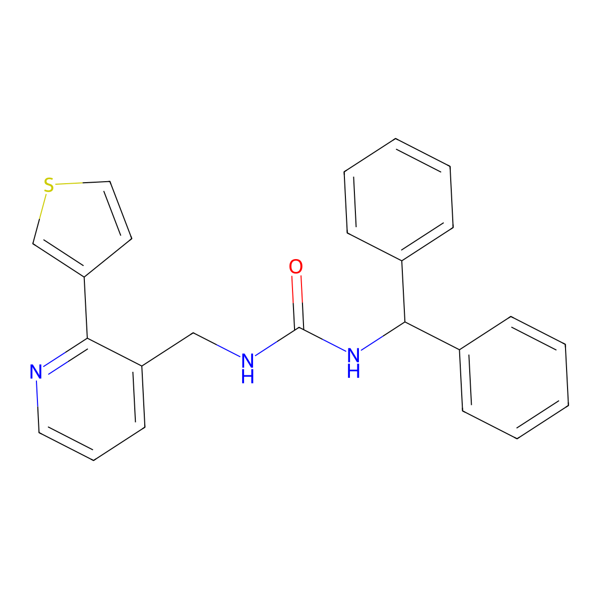 1-Benzhydryl-3-((2-(thiophen-3-yl)pyridin-3-yl)methyl)urea molecular structure, CAS 2034345-53-2