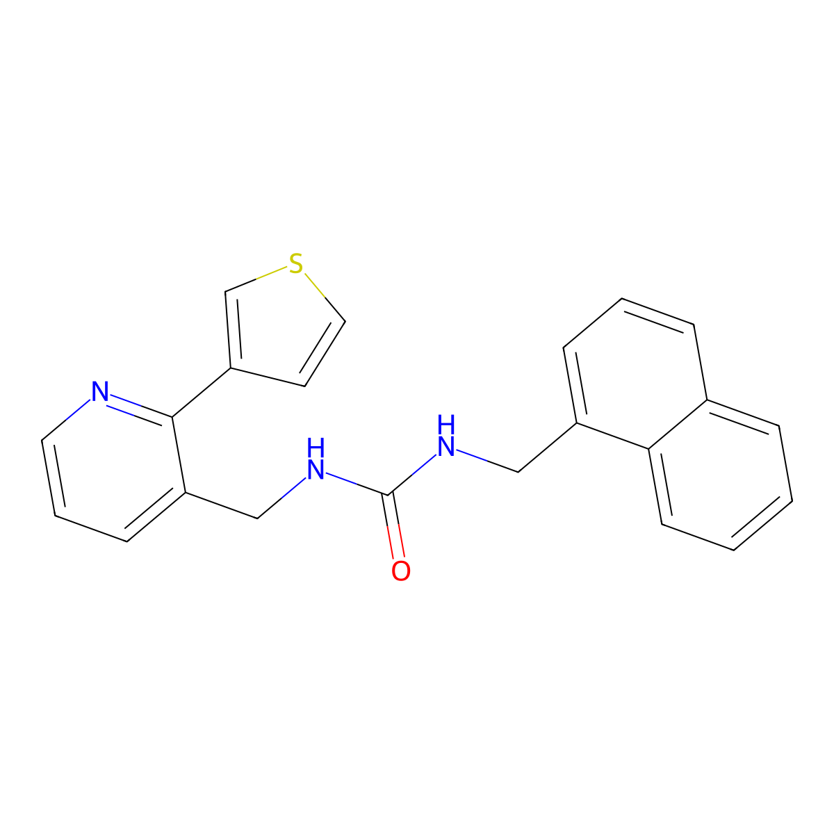1-(Naphthalen-1-ylmethyl)-3-((2-(thiophen-3-yl)pyridin-3-yl)methyl)urea molecular structure, CAS 2034345-66-7