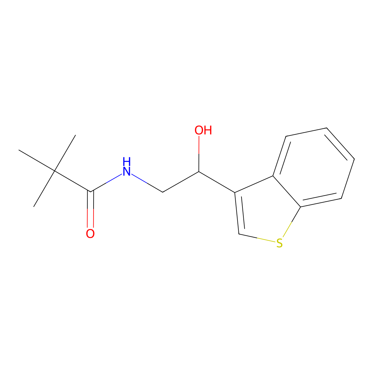 N-(2-(benzo[b]thiophen-3-yl)-2-hydroxyethyl)pivalamide molecular structure, CAS 2034345-67-8
