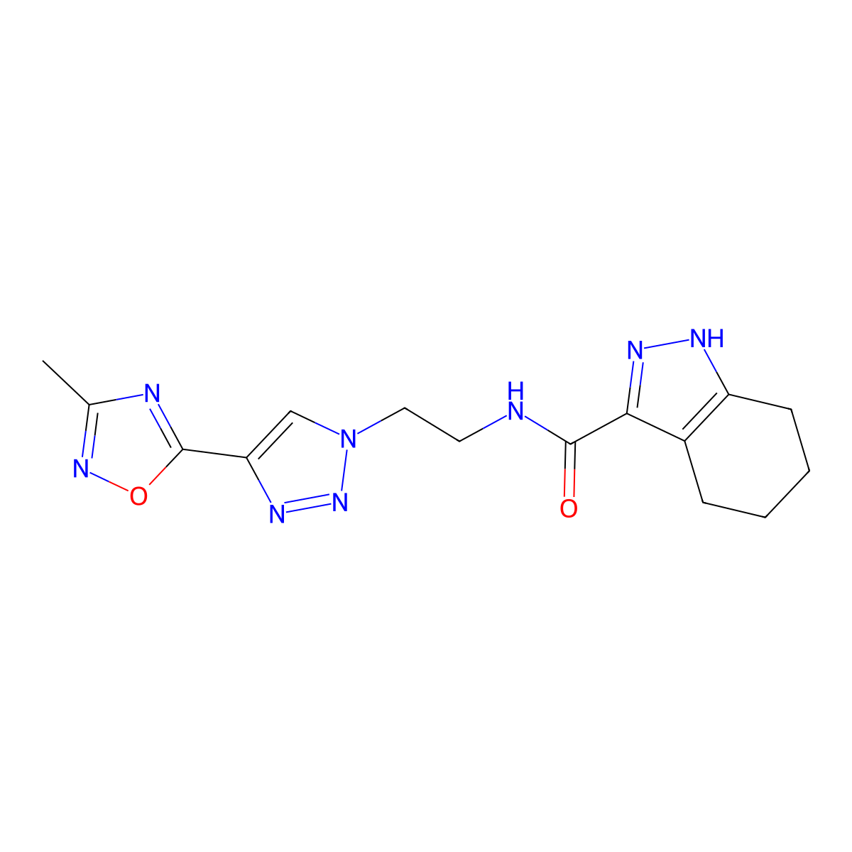 N-{2-[4-(3-methyl-1,2,4-oxadiazol-5-yl)-1H-1,2,3-triazol-1-yl]ethyl}-4,5,6,7-tetrahydro-1H-indazole-3-carboxamide molecular structure, CAS 2034345-69-0