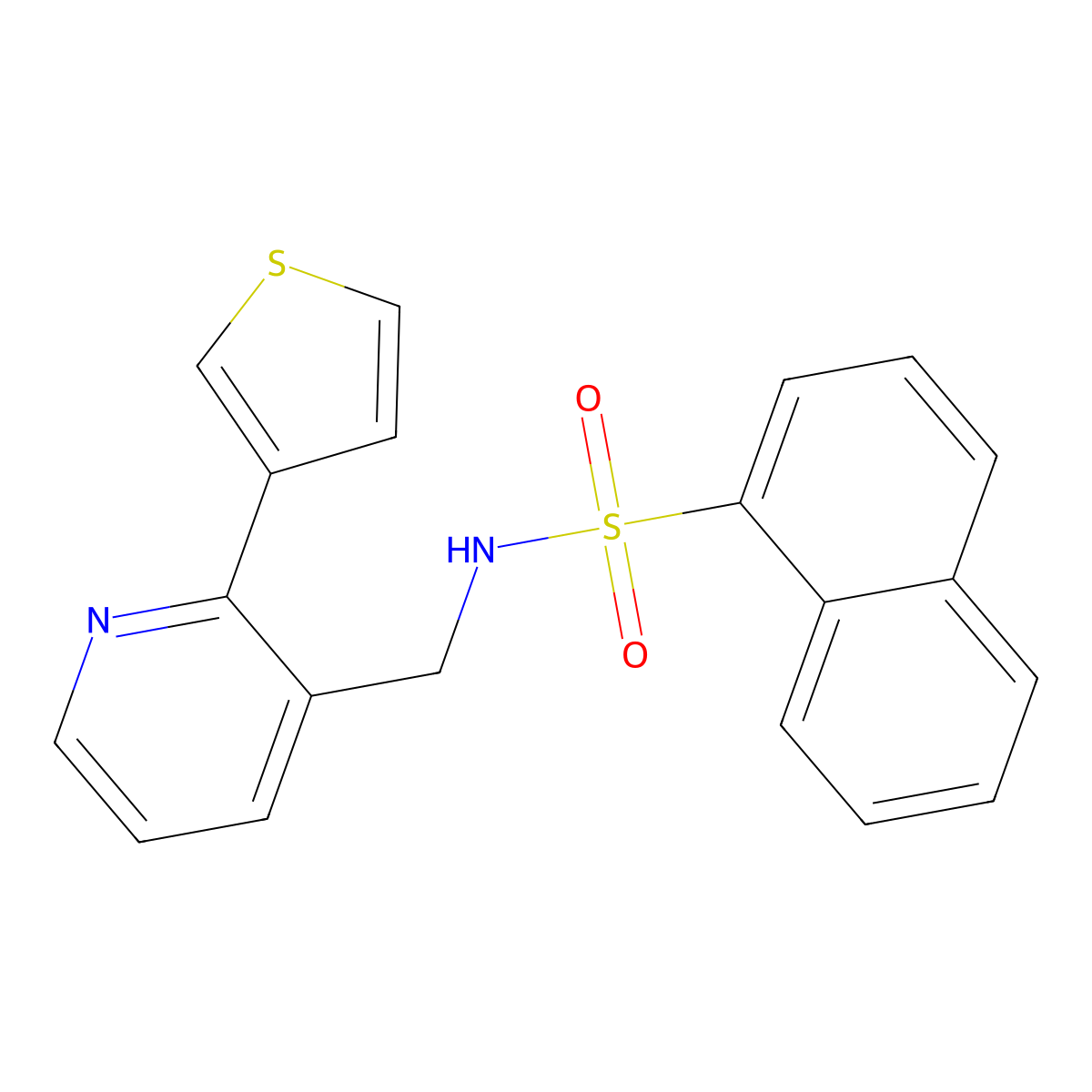 N-((2-(thiophen-3-yl)pyridin-3-yl)methyl)naphthalene-1-sulfonamide molecular structure, CAS 2034345-72-5